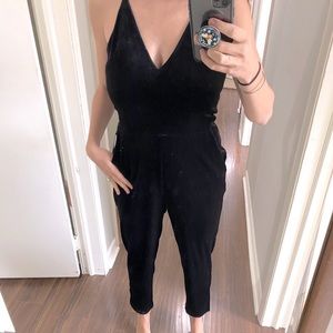 Black velvet jumpsuit